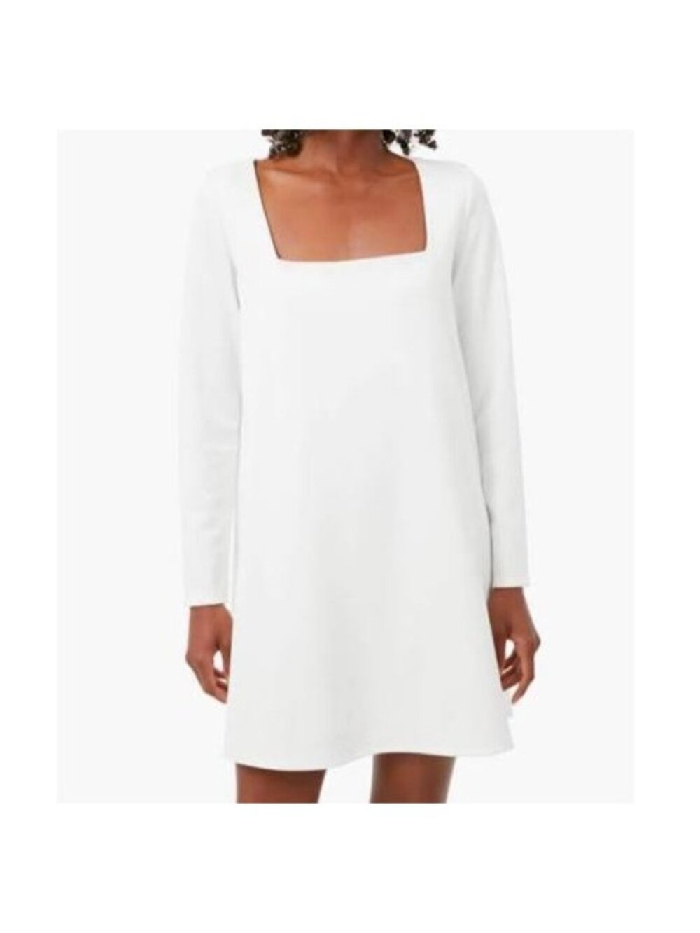 Tuckernuck White Long Sleeve Middleton Dress sz S Mini Shift A-Line Square Neck